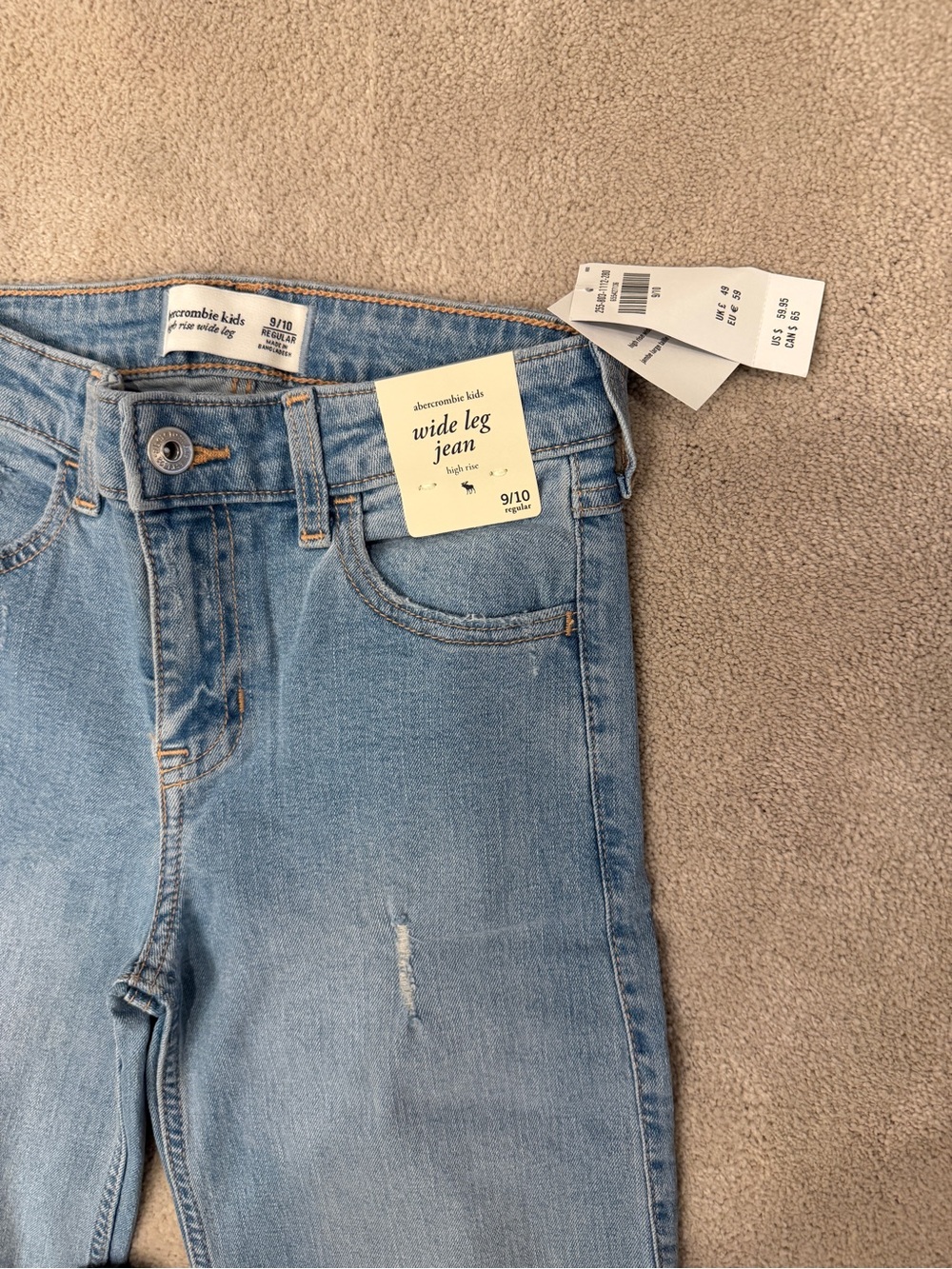 abercrombie kids Light Blue Wide Leg Distressed Jeans - Picture 2 of 4